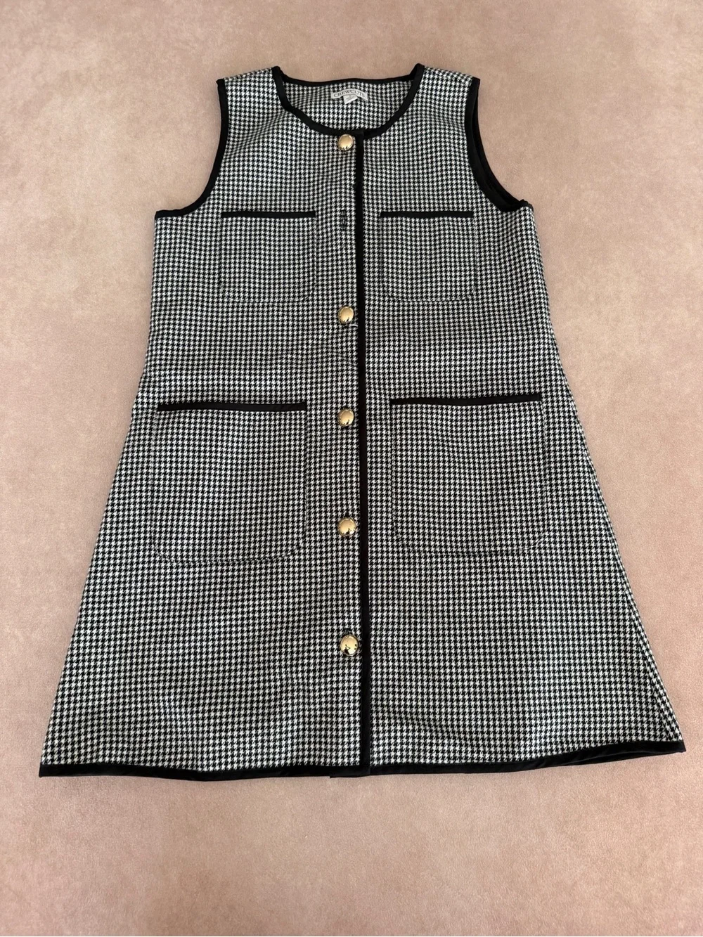 Crewcuts Girls' patch-pocket dress in houndstooth • size 10 • CC149